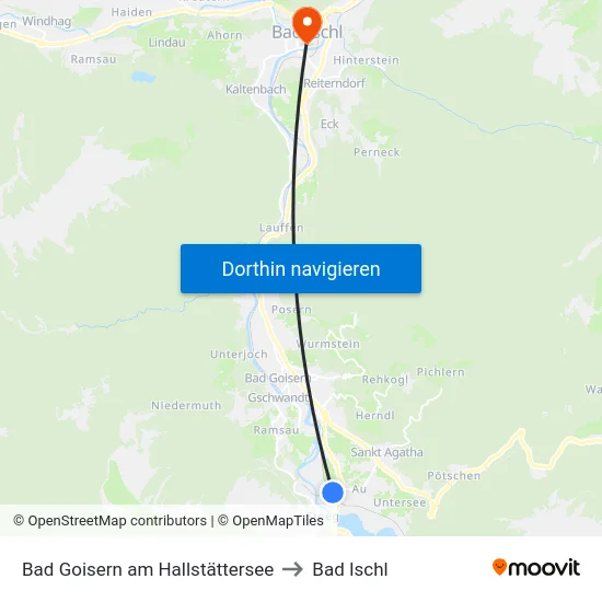 Bad Goisern am Hallstättersee to Bad Ischl map