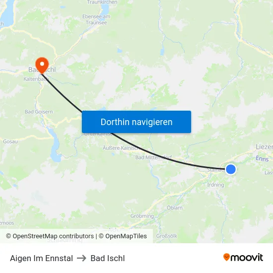 Aigen Im Ennstal to Bad Ischl map