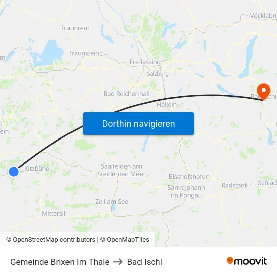 Gemeinde Brixen Im Thale to Bad Ischl map