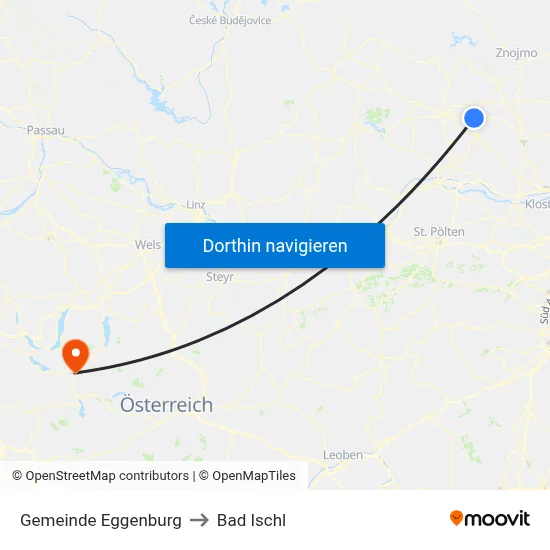 Gemeinde Eggenburg to Bad Ischl map