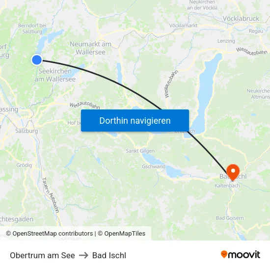 Obertrum am See to Bad Ischl map