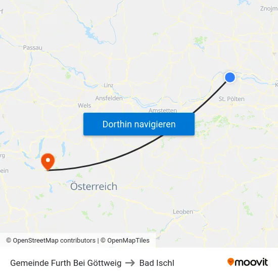Gemeinde Furth Bei Göttweig to Bad Ischl map