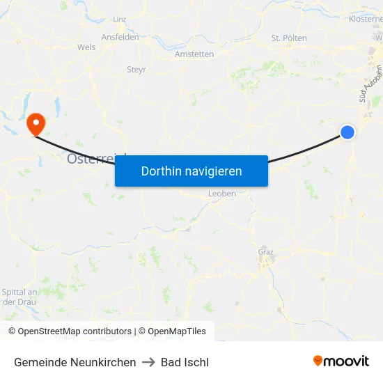 Gemeinde Neunkirchen to Bad Ischl map