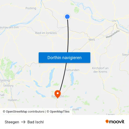 Steegen to Bad Ischl map