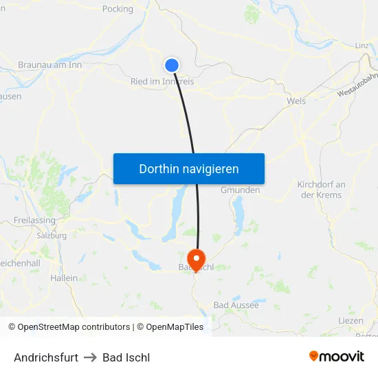 Andrichsfurt to Bad Ischl map