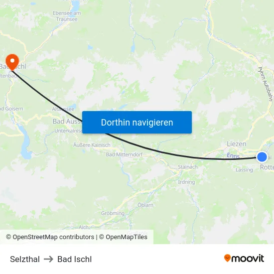 Selzthal to Bad Ischl map