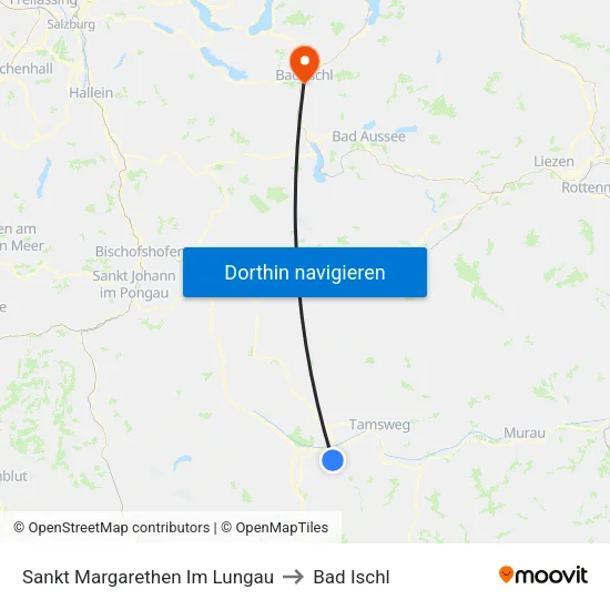 Sankt Margarethen Im Lungau to Bad Ischl map