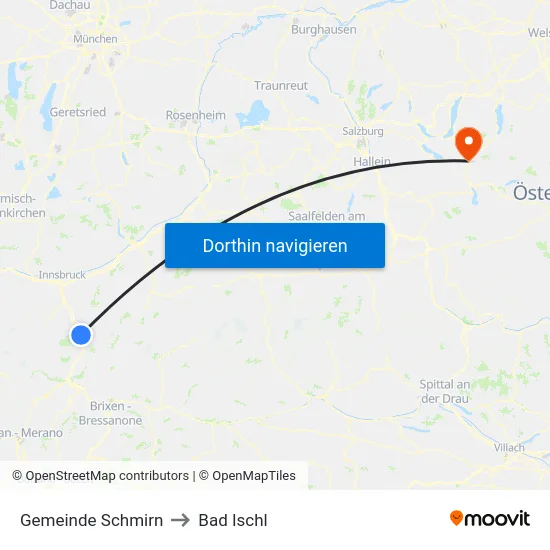 Gemeinde Schmirn to Bad Ischl map