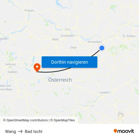 Wang to Bad Ischl map