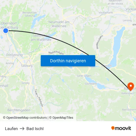 Laufen to Bad Ischl map