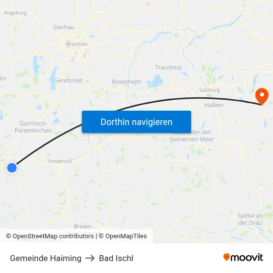 Gemeinde Haiming to Bad Ischl map