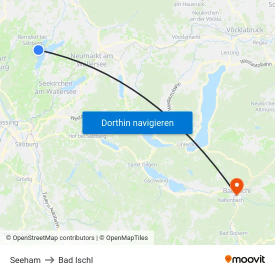 Seeham to Bad Ischl map