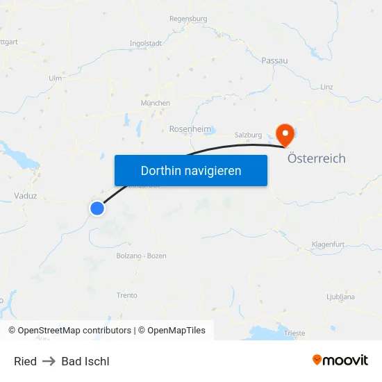 Ried to Bad Ischl map