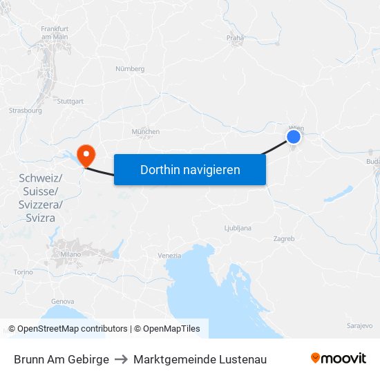 Brunn Am Gebirge to Marktgemeinde Lustenau map