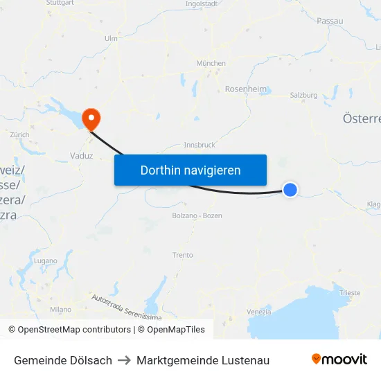 Gemeinde Dölsach to Marktgemeinde Lustenau map