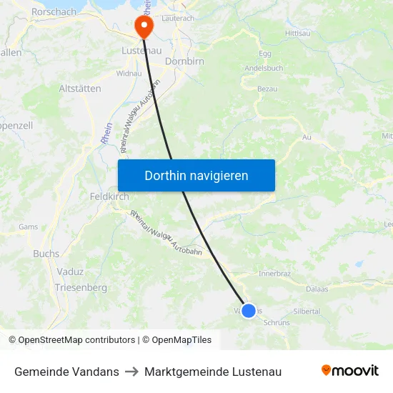 Gemeinde Vandans to Marktgemeinde Lustenau map