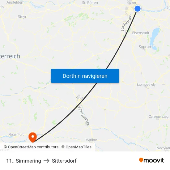 11., Simmering to Sittersdorf map