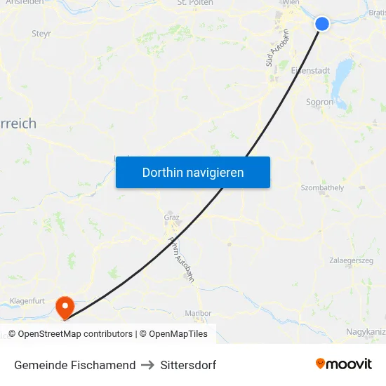 Gemeinde Fischamend to Sittersdorf map
