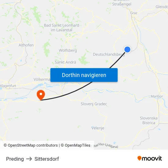 Preding to Sittersdorf map