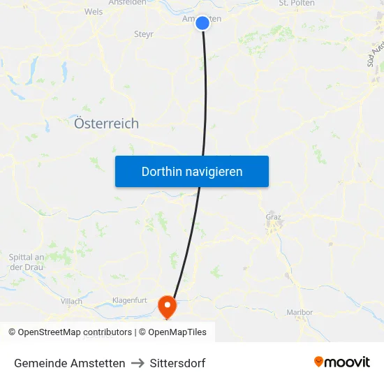Gemeinde Amstetten to Sittersdorf map