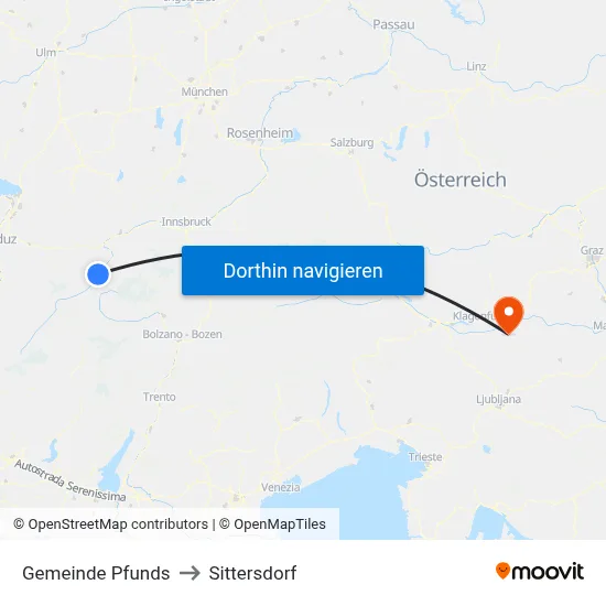 Gemeinde Pfunds to Sittersdorf map