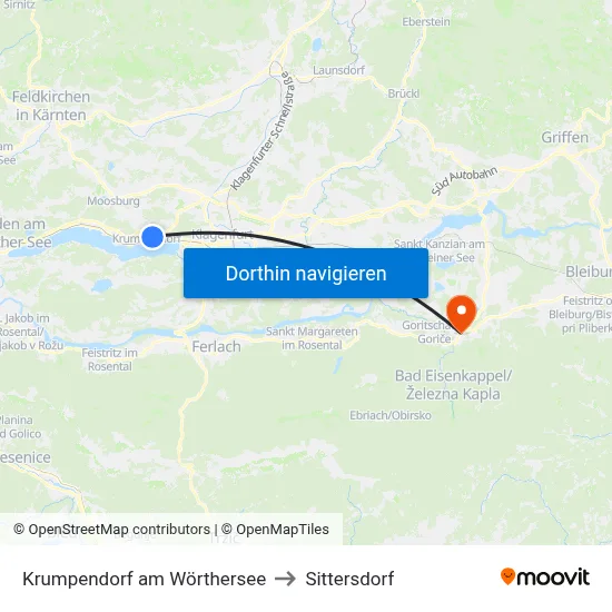 Krumpendorf am Wörthersee to Sittersdorf map