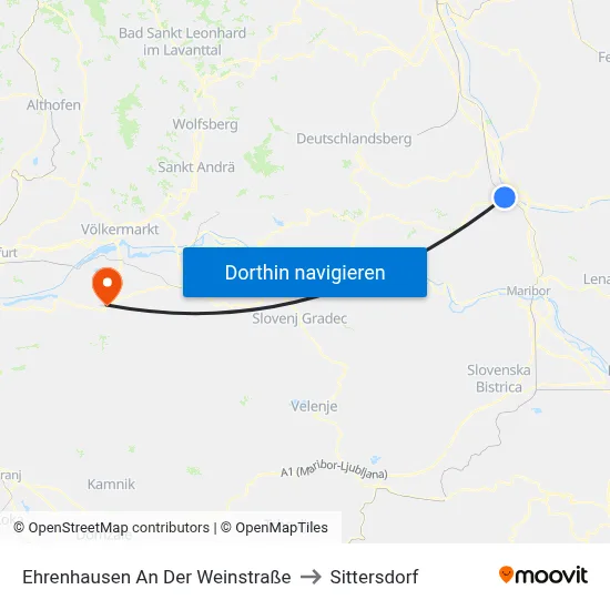 Ehrenhausen An Der Weinstraße to Sittersdorf map