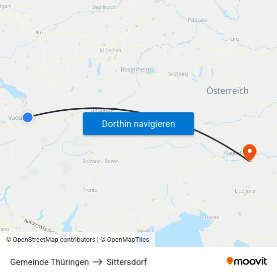 Gemeinde Thüringen to Sittersdorf map