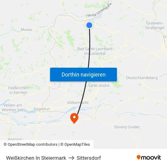 Weißkirchen In Steiermark to Sittersdorf map