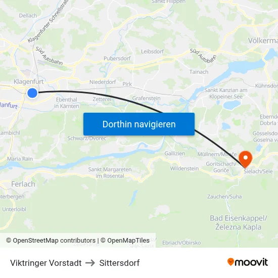 Viktringer Vorstadt to Sittersdorf map
