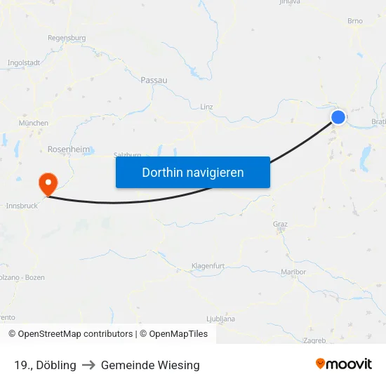 19., Döbling to Gemeinde Wiesing map