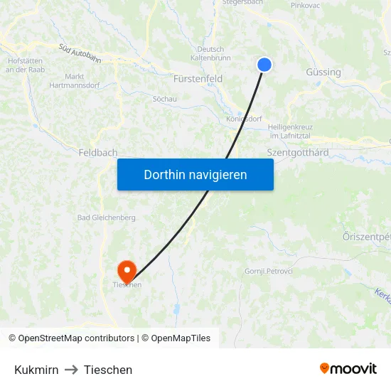 Kukmirn to Tieschen map