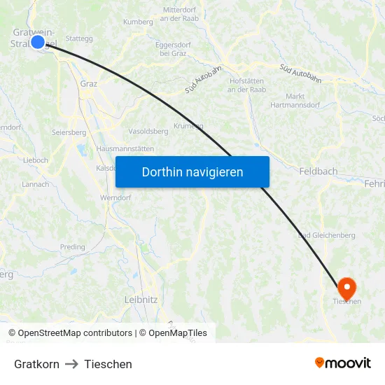 Gratkorn to Tieschen map