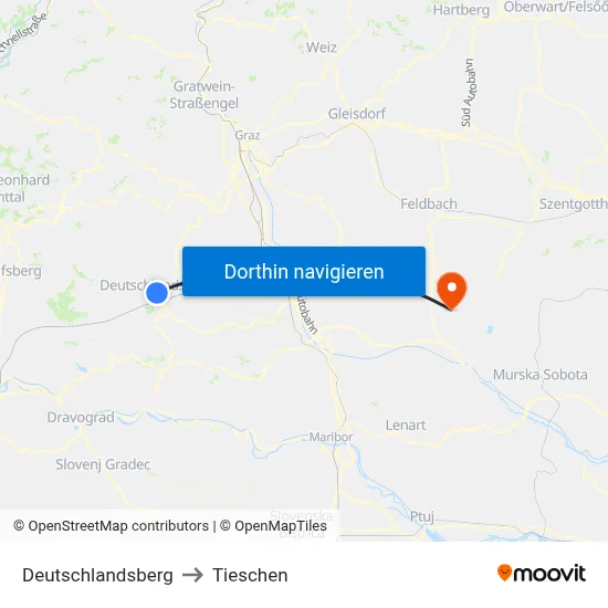Deutschlandsberg to Tieschen map