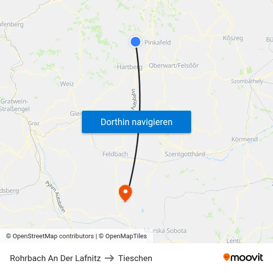 Rohrbach An Der Lafnitz to Tieschen map