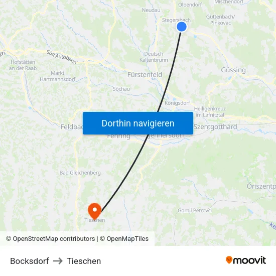 Bocksdorf to Tieschen map