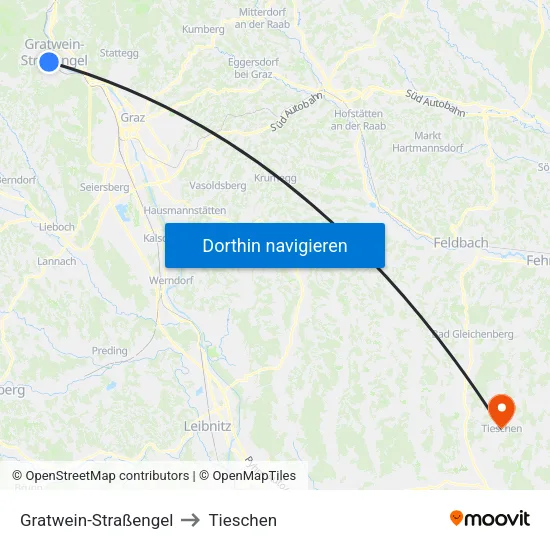 Gratwein-Straßengel to Tieschen map