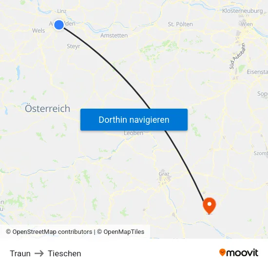 Traun to Tieschen map