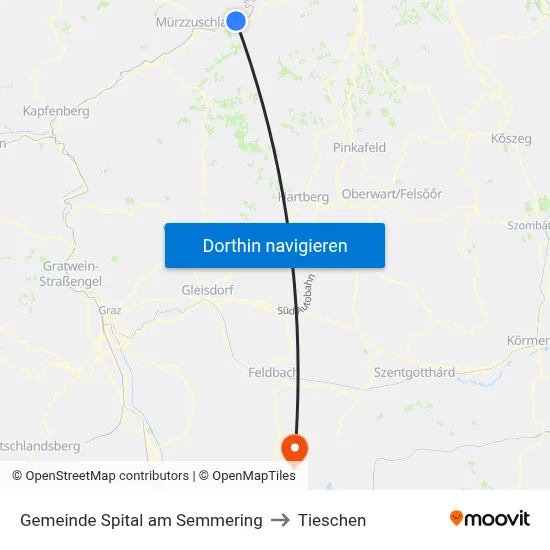 Gemeinde Spital am Semmering to Tieschen map
