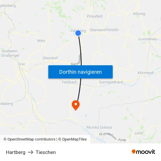 Hartberg to Tieschen map