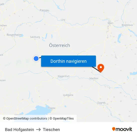 Bad Hofgastein to Tieschen map