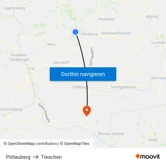 Pöllauberg to Tieschen map