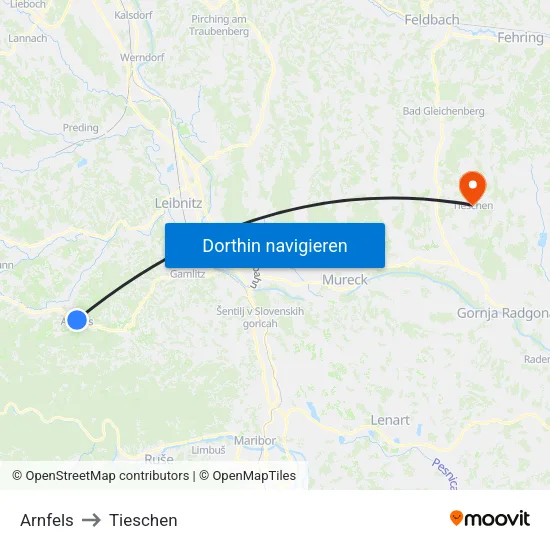 Arnfels to Tieschen map