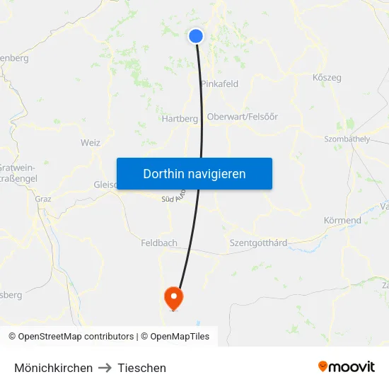 Mönichkirchen to Tieschen map