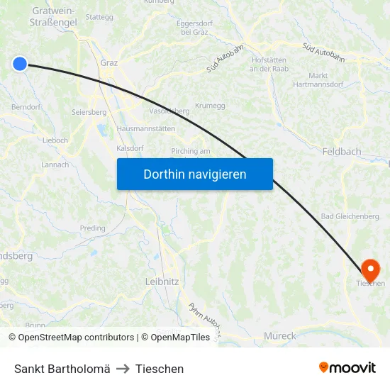 Sankt Bartholomä to Tieschen map