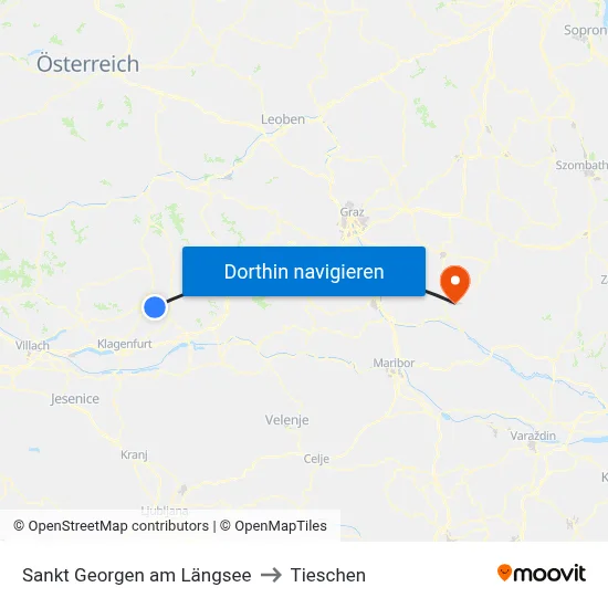 Sankt Georgen am Längsee to Tieschen map