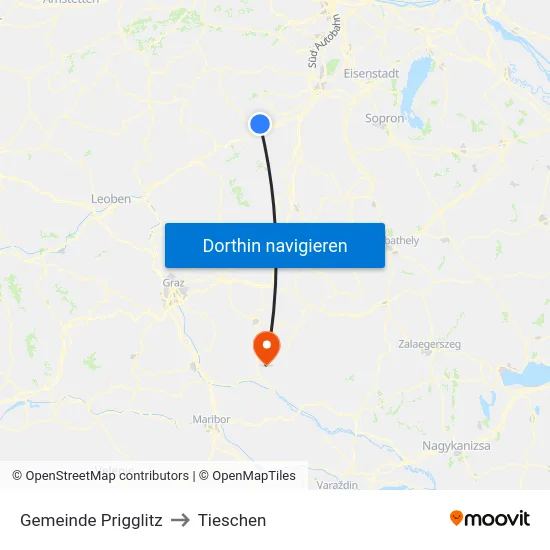 Gemeinde Prigglitz to Tieschen map
