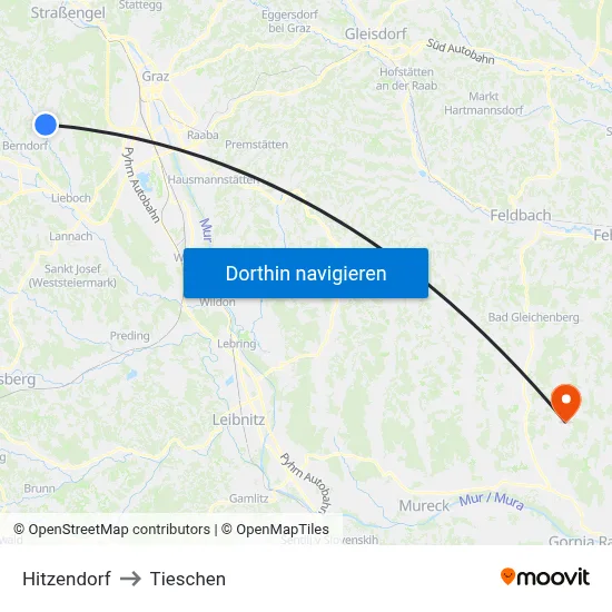 Hitzendorf to Tieschen map