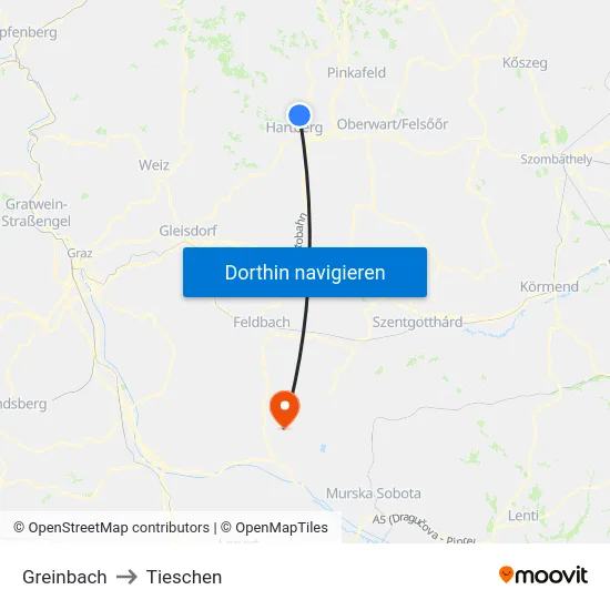 Greinbach to Tieschen map