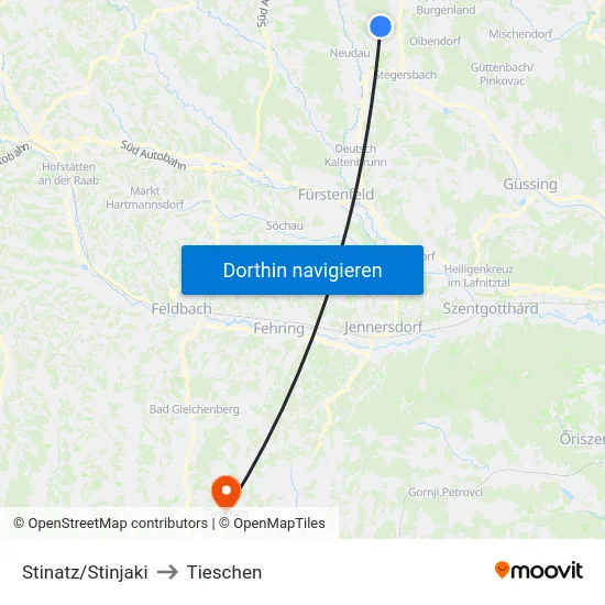 Stinatz/Stinjaki to Tieschen map